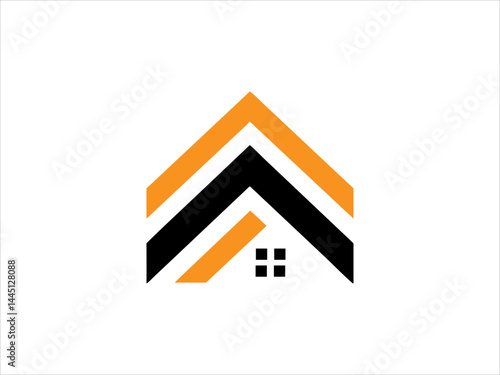 A black and white illustration depicts a skilled worker meticulously performing roofing work on a house's pitched roof.
