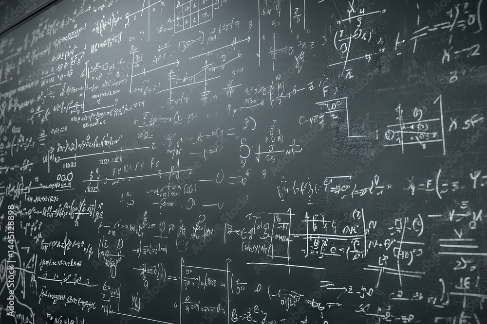 Intricate mathematical equations fill a dark gray chalkboard, creating a complex and intriguing pattern of numbers and symbols. Intricate mathematical equations fill a dark gray chalkboard, creating a complex and intriguing pattern of numbers and symbols.