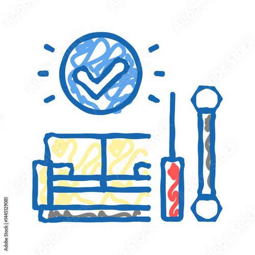 disassembly and assembly of sofa icon doodle illustration