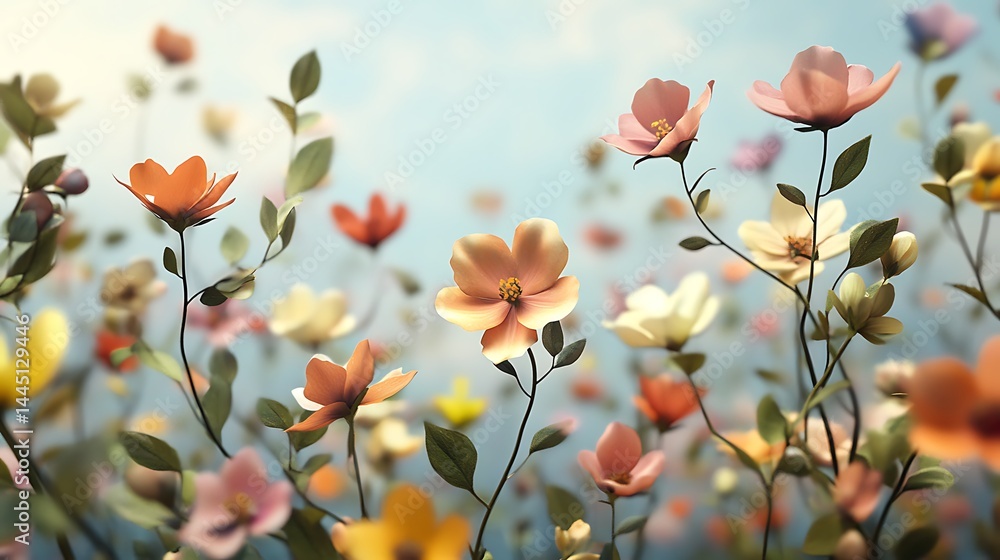 Realistic Floral Landscape Featuring Leaves and Branches in High Resolution Realistic Floral Landscape Featuring Leaves and Branches in High Resolution