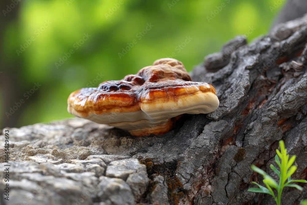 Ganoderma Mushroom on Tree Bark Ganoderma Mushroom on Tree Bark