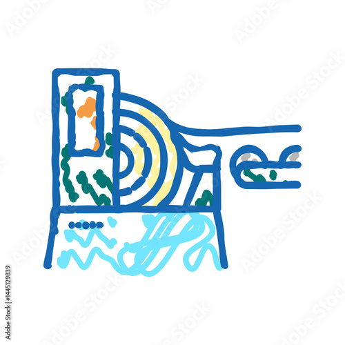 sawmill equipment icon doodle illustration