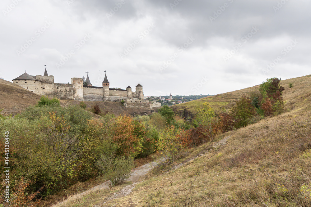 Fototapeta premium Medieval Kamianets-Podilskyi Fortress on a Hill, Ukraine