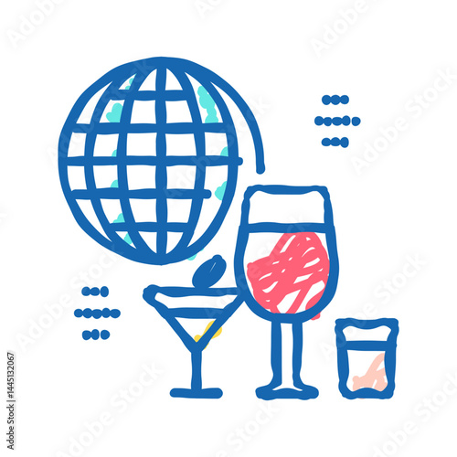 alcoholic tour icon doodle illustration