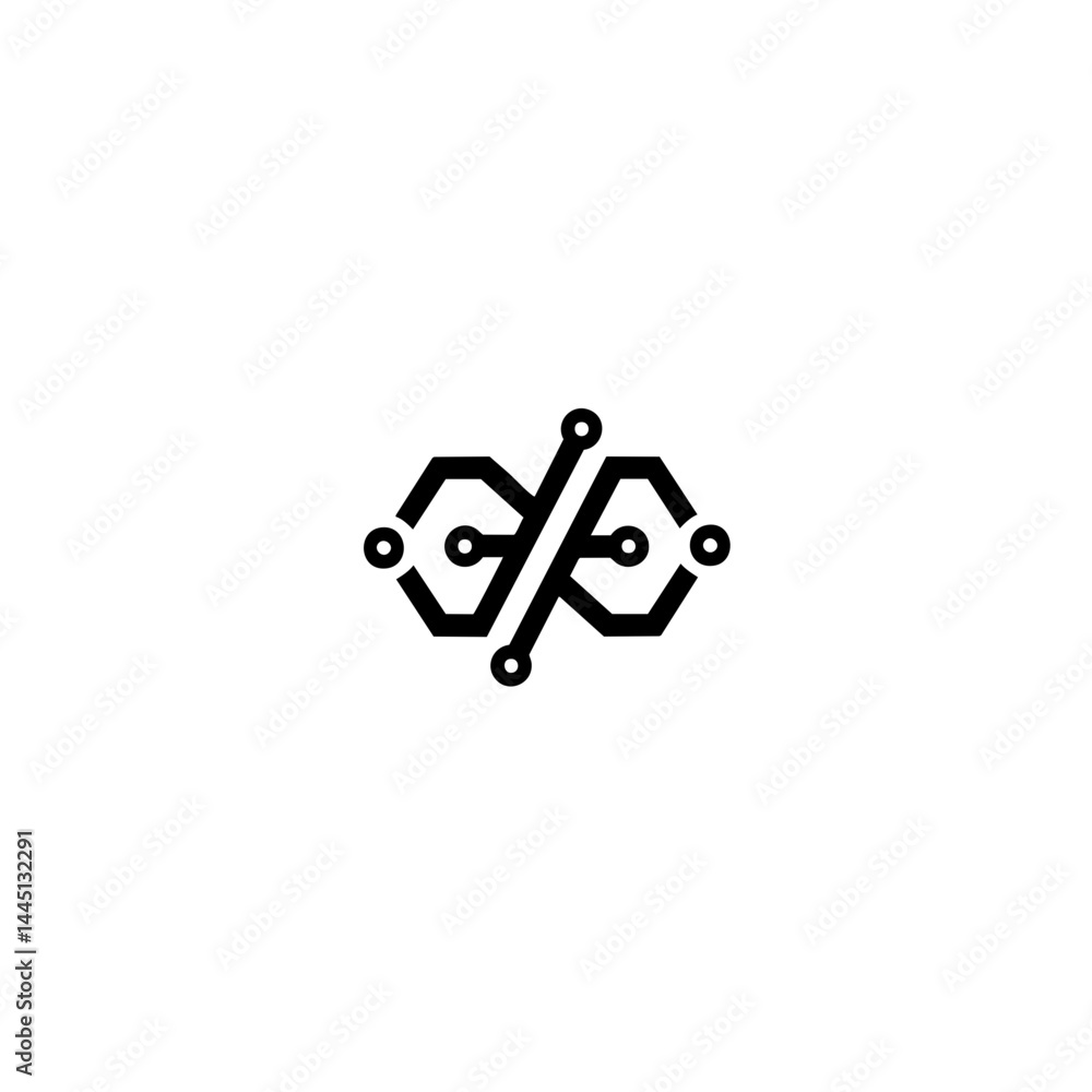 Obraz premium Technology circuit board digital connection network system abstract design vector illustration icon logo 100c silhouette