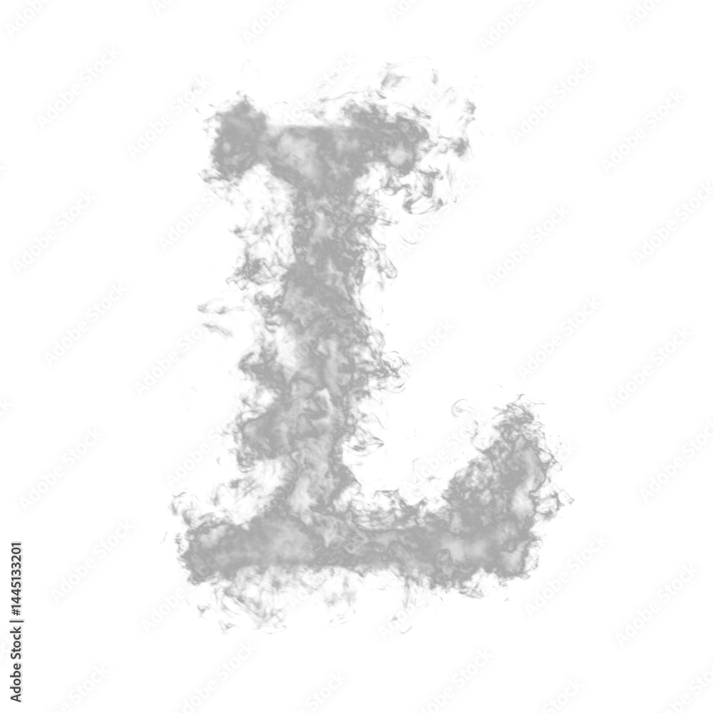 Obraz premium Curling Smoke Letter L Overlay - Elegant Smoke Text Effect for Mystical Designs. Perfect for Dark, Gothic and Fantasy Projects. High Quality Transparent PNG for Digital Art.