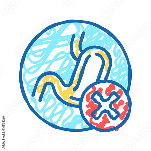 food indigestion stomach problem icon doodle illustration