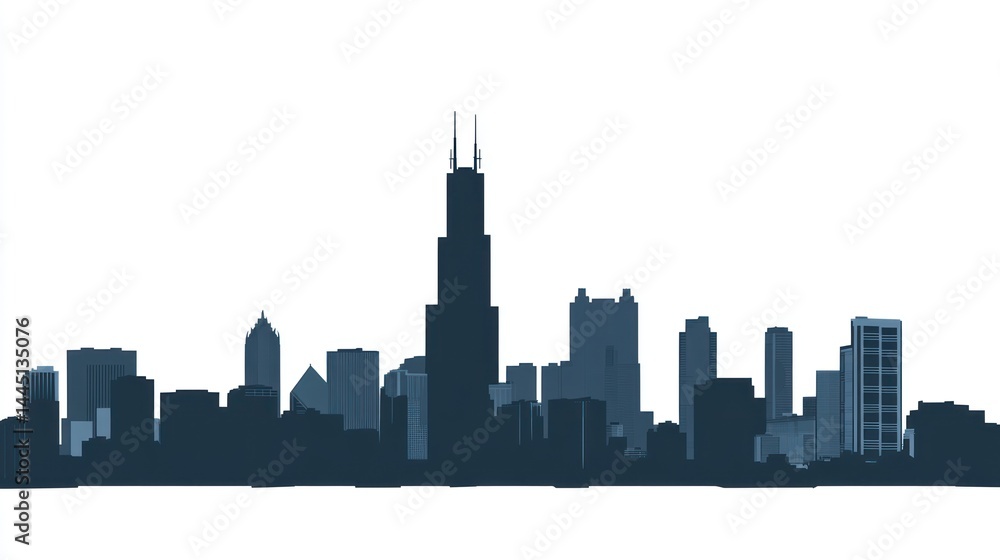 Fototapeta premium Chicago Skyline Silhouette
