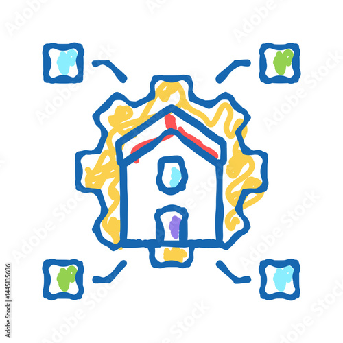 house working mortgage icon doodle illustration