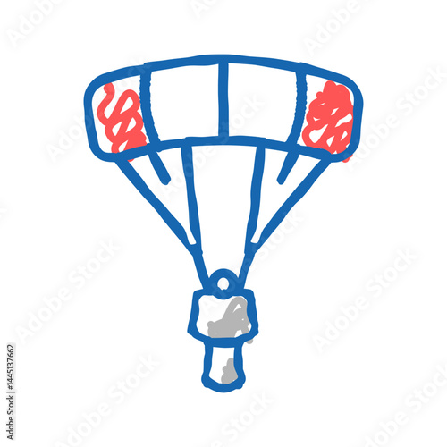 flying parachutist icon doodle illustration