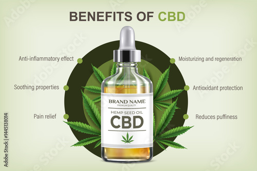 CBD oil Bottle Realistic infographics