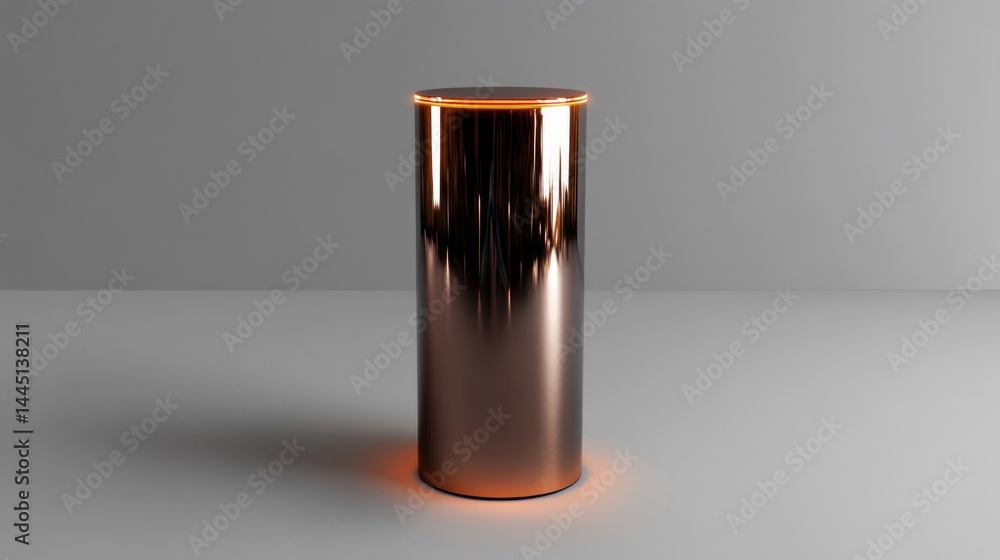 Reflective Copper Cylinder with Orange Lighting Reflective Copper Cylinder with Orange Lighting