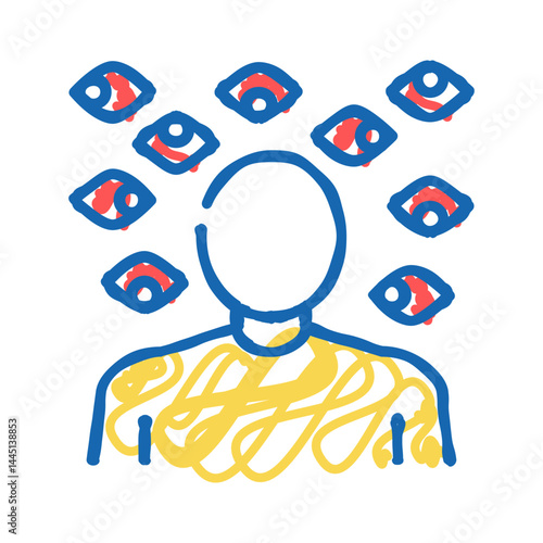 paranoia psychological problems icon doodle illustration