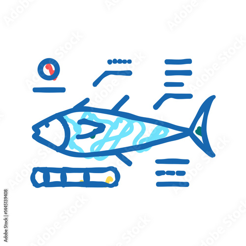 tuna fish characteristics icon doodle illustration