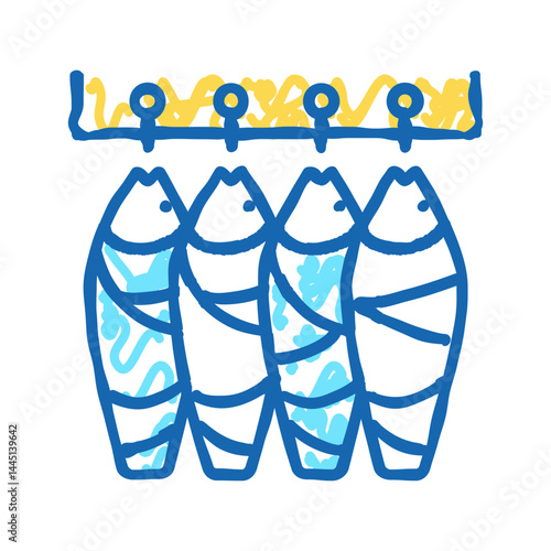 tuna fish carcasses icon doodle illustration