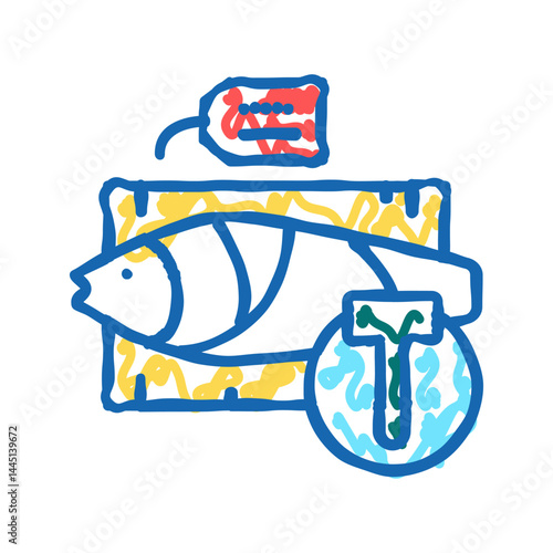 tuna fish auction rate icon doodle illustration