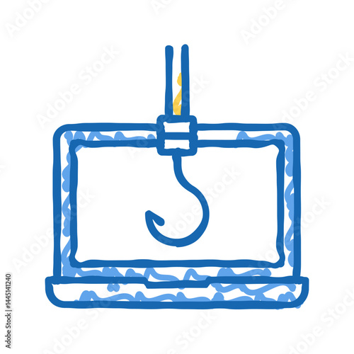 hook on computer display icon doodle illustration