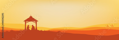 Preaching spreads Islamic religious knowledge to the congregation, Muslim vector illustration