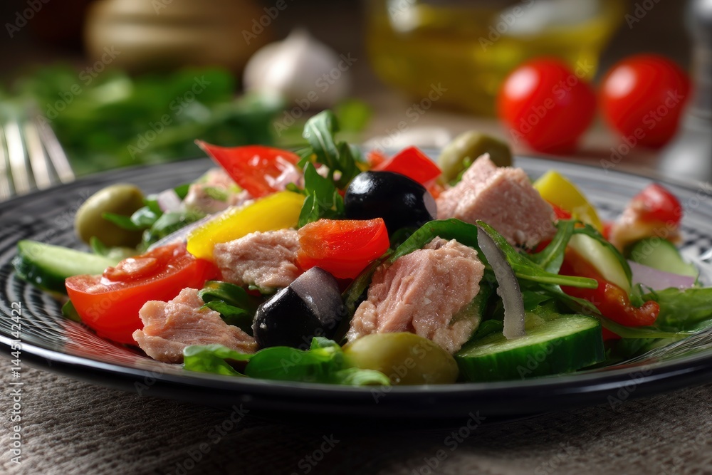 Tuna Salad with Vegetables on Plate Tuna Salad with Vegetables on Plate