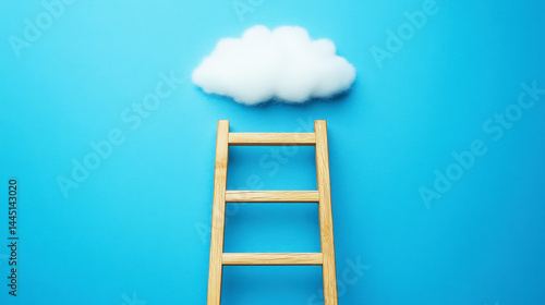 Concept of dream, Goal to success with Ladder and cloud. Generative AI