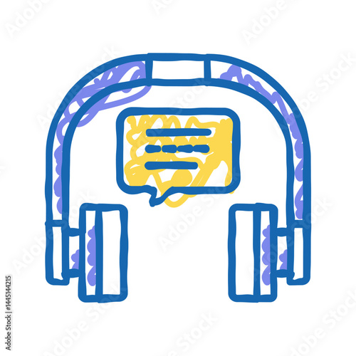 listening music earphones icon doodle illustration