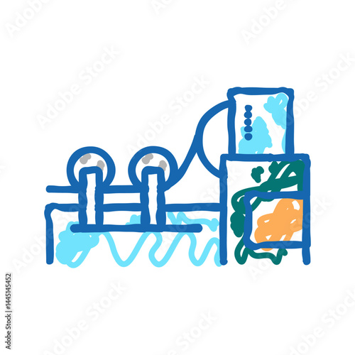 paper rolling system icon doodle illustration