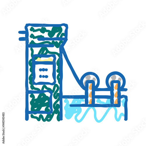 paper production machine icon doodle illustration