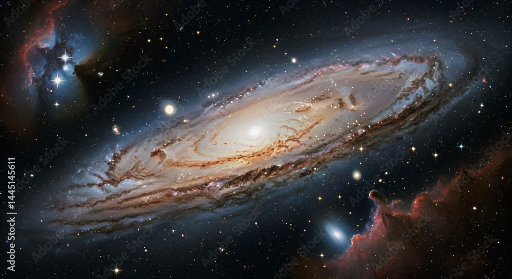 Spiral galaxy in deep space, swirling dust and light (1) Spiral galaxy in deep space, swirling dust and light (1)