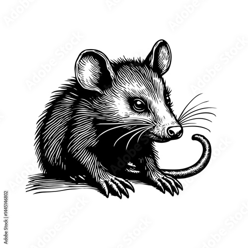 vector illustration of a white rat