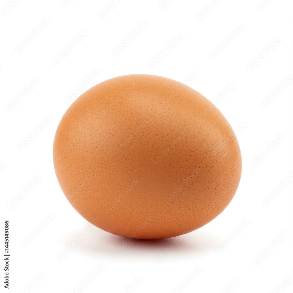 A single brown egg isolated on a white background in a studio shot with soft lighting effects A single brown egg isolated on a white background in a studio shot with soft lighting effects