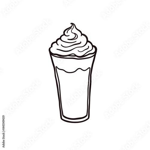 Ice cream sundae illustration in minimalist style on white background  