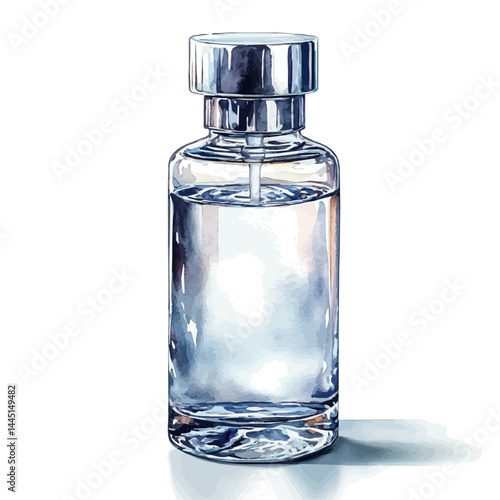 illustration of Bottle Of Micellar Cleansing, watercolor vector, isolated on a white background.