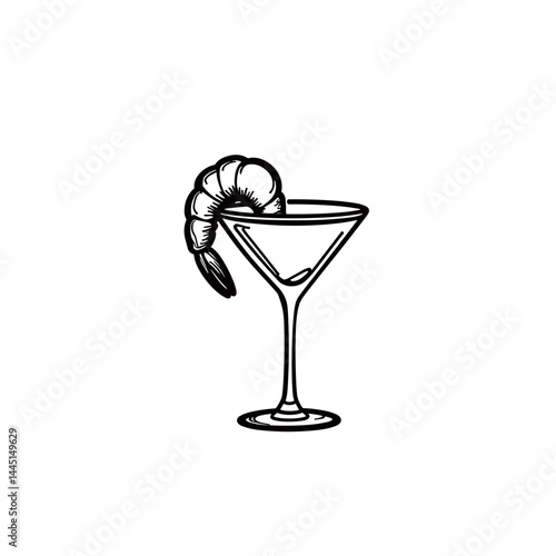 Shrimp cocktail in a martini glass illustration  