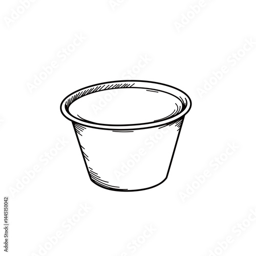 Simple sketch of an empty cup container on a white background  