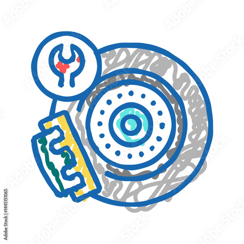 brake disc repair color icon vector isolated illustration