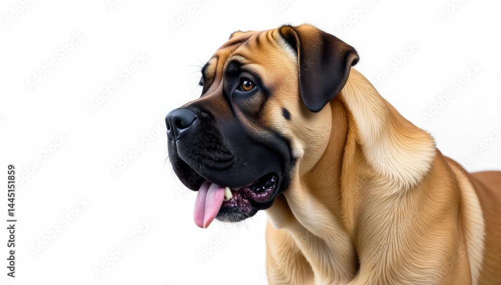 Obraz premium Majestic mastiff, powerful stance, white background, powerful, mastiff, picture