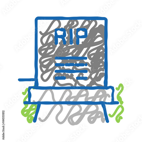 rip gravestone color icon vector isolated illustration