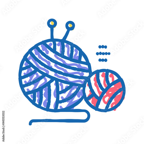 knitting tool color icon vector isolated illustration
