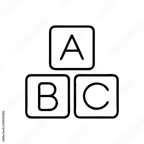 Toy Blocks with Letters A, B, C in Minimalist Style icon
