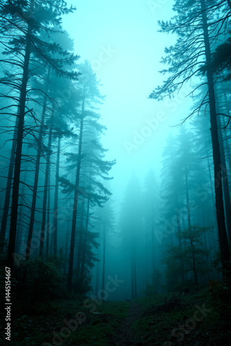 Mystical Foggy Forest Path