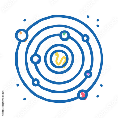 solar system color icon vector flat illustration