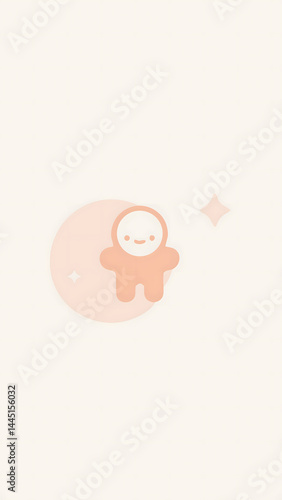 Fototapeta Tiny astronaut floating space simplified ico