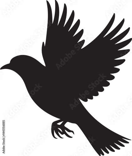 A cute Mourning Dove bird for log silhouette black Vector art illustration
