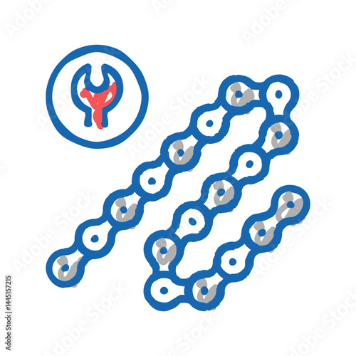 bicycle chane repair and shortening icon doodle illustration