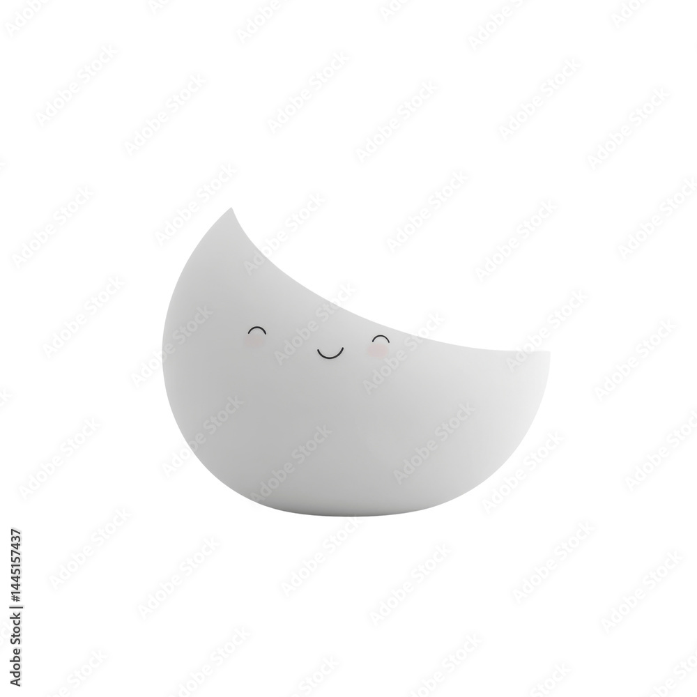 Fototapeta premium Adorable Crescent Moon Cartoon Character - Cute Night Light Design