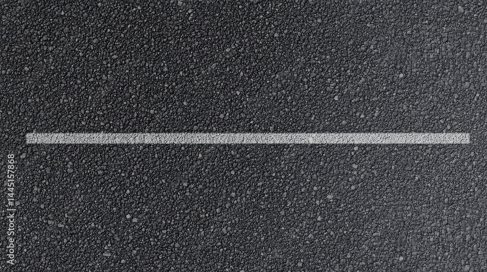 Fototapeta premium Close-up of textured asphalt road with single white line for transportation concept