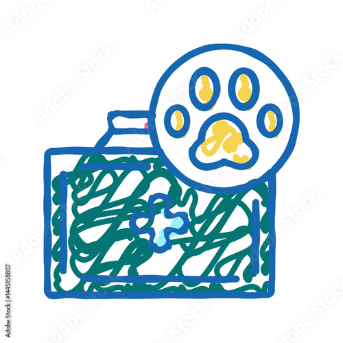 pets first aid kit box icon doodle illustration