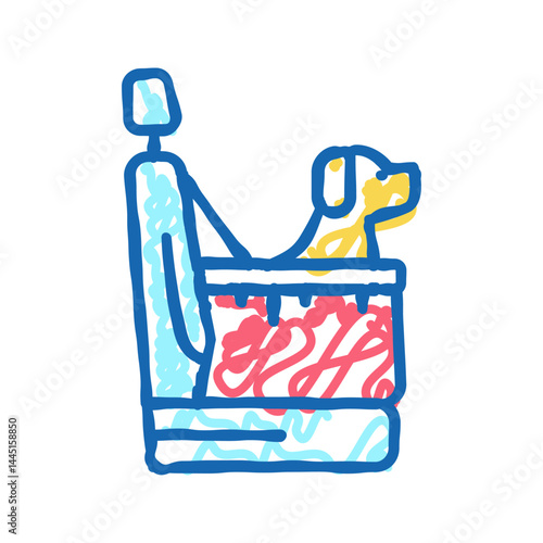 bag for dog transportation in car icon doodle illustration