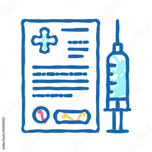 pet vaccination document icon doodle illustration