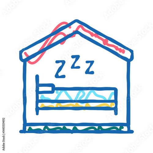 sleeping in bed icon doodle illustration